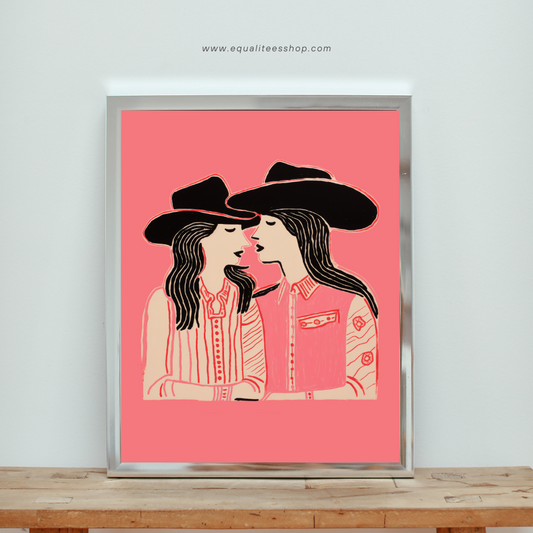 Kissing Cowgirls Art Print