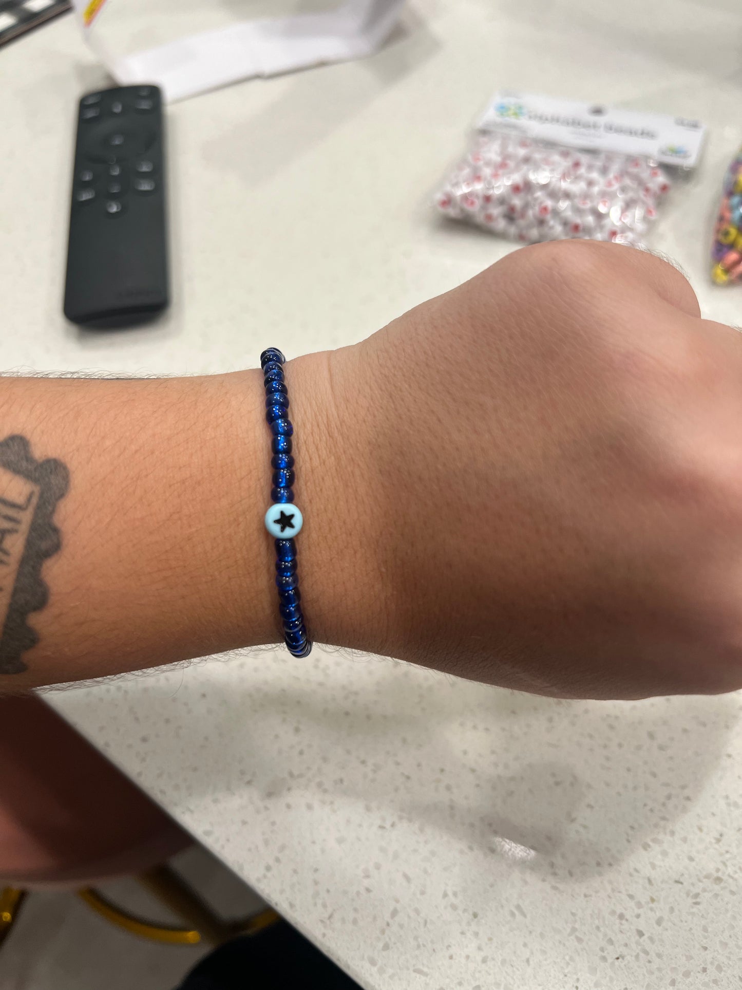 Blue friendship bracelet