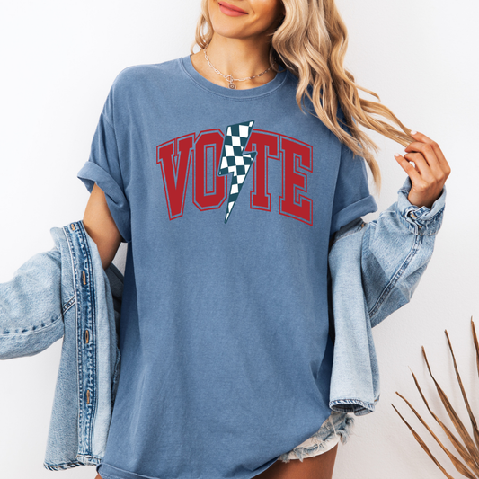 Vote - Retro Print Unisex Tee Shirt